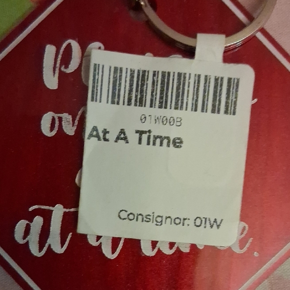 Red Octagonal Keychain with Humorous Quote - Picture 2 of 3